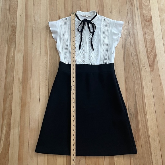 Maje Runo Two-Tone Lace-Inset Mini Dress with Ruffled Cap-Sleeve - Sz 1 (Small) - Picture 11 of 15